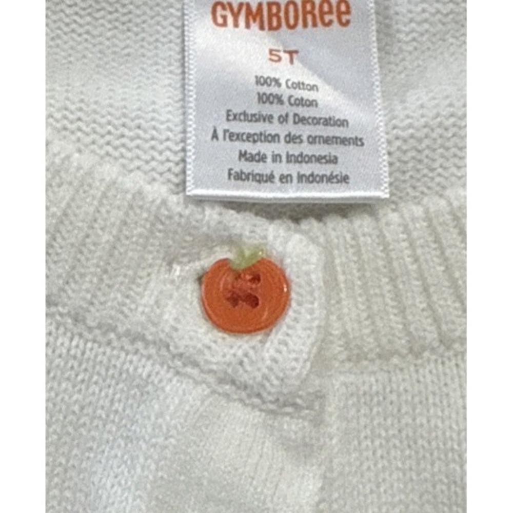 Girls, Gymboree Pumpkin Pocket Sweater, Gray, Size - 5T Appliqué Buttons - Picture 3 of 4